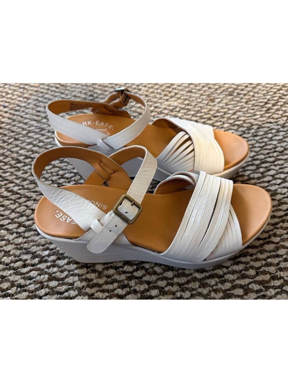 Kork-Ease White Strappy Wedge Sandals